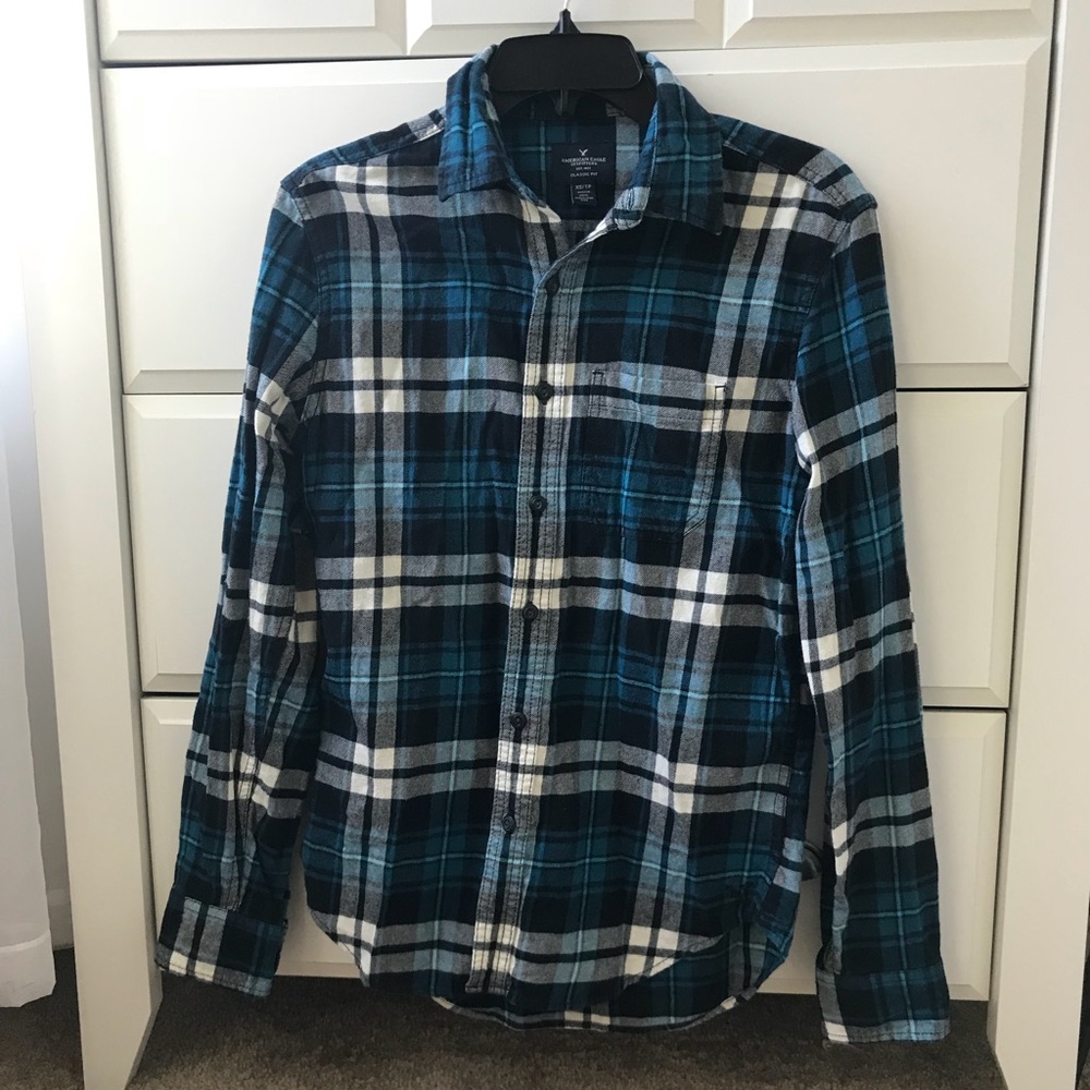 American Eagle Blue Plaid Shirt